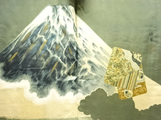 アンティーク　富士模様肩裏本場村山泥大島紬男物羽織